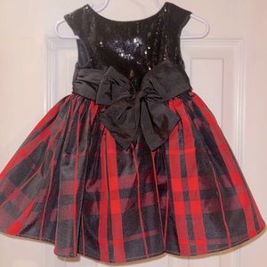 Pippa & Julie Girls' Sequin & Plaid Dress with Bloomers - Baby - Red/Black